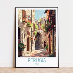 Póster de viaje de Perugia, Italia, arte mural de Italia, impresión de Perugia, regalo de cumpleaños, póster de viaje personalizado, decoración del hogar