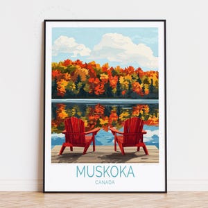 Affiche de voyage de Muskoka Canada, art mural Canada, impression de Muskoka, affiche de voyage personnalisée, cadeaux d'anniversaire, décoration d'intérieur