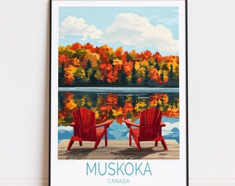 Muskoka Canada Travel Poster, Canada Wall Art, Muskoka Print, Personalised Travel Poster, Birthday Gifts, Home Decor