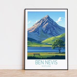Ben Nevis Scotland Travel Poster, Scotland Wall Art, Ben Nevis Print, Birthday Gifts, Personalised Travel Poster, Home Decor