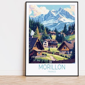Affiche de voyage Morillon France, art mural France, impression Morillon, cadeau d'anniversaire, affiche de voyage personnalisée, cadeaux de pendaison de crémaillère