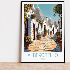 Alberobello Italy Travel Poster, Italy Wall Art, Alberobello Print, Birthday Gifts, Personalised Travel Poster, Home Decor