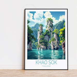 Poster de voyage du parc national de Khao Sok, art mural Thaïlande, impression de Khao Sok, cadeaux d'anniversaire, poster de voyage personnalisé, décoration d'intérieur