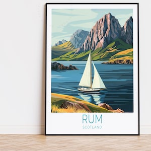 Rum Schottland Reise Poster, Schottland Wandkunst, Isle Of Rum Druck, Reise Dekoration, Geburtstagsgeschenk, Benutzerdefiniertes Reiseplakat