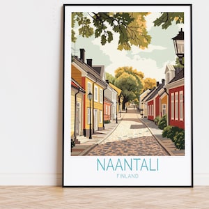 Póster de viaje de Naantali, Finlandia, arte mural de Finlandia, impresión de Naantali, regalo de cumpleaños, póster de viaje personalizado, decoración del hogar