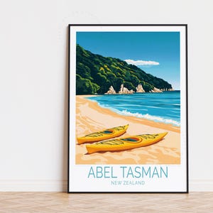 Poster de voyage Abel Tasman, art mural néo-zélandais, impression Abel Tasman Nouvelle-Zélande, cadeaux d'anniversaire, cadeau de mariage, décoration d'intérieur