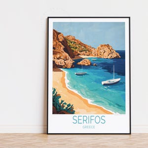 Poster di viaggio di Serifos, arte murale della Grecia, stampa di Serifos Grecia, poster di viaggio personalizzato, regali di compleanno, arredamento per la casa