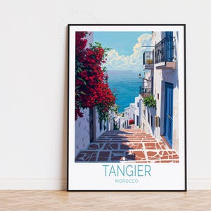 Affiche de voyage Tanger, art mural Maroc, Tanger MarocImpression, décoration d'intérieur, cadeaux d'anniversaire, affiche de voyage personnalisée, cadeau de mariage