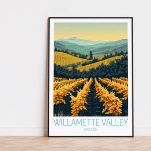 Willamette Valley Oregon Reiseplakat, Oregon Wandkunst, Willamette Valley Druck, Wohnkultur, personalisierte Reiseplakat, Geburtstagsgeschenke