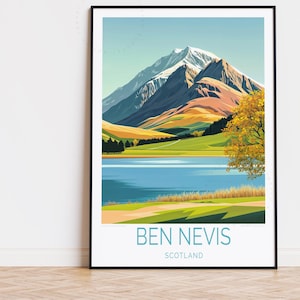 Ben Nevis Travel Poster, Scotland Wall Art, Ben Nevis Scotland Print, Home Decor, Birthday Present, Custom Travel Poster