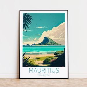Mauritius Reise Poster, Wandkunst im Indischen Ozean, Mauritius Druck, Küsten Poster, Geburtstagsgeschenke, Benutzerdefiniertes Reiseplakat