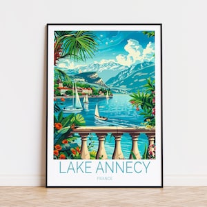 Lake Annecy Poster, France Wall Art, Lake Annecy Travel Coast Print, Personalised Travel Poster, Birthday Present, Home Decor