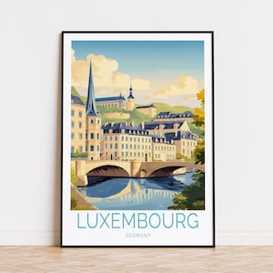 Luxembourg Travel Poster, Germany Wall Art, Luxembourg Print, Birthday Gifts, Personalised Travel Poster, Wedding Present