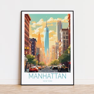 Manhattan Travel Poster, New York Wall Art, Manhattan Print, Home Decor, Birthday Gifts, Personalised Travel Poster