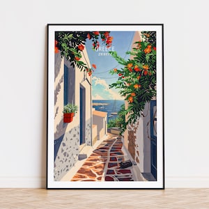 Greece Europe Travel Poster, Europe City Print, Greece Wall Art, Travel Home Decor, Personalised Gifts, Honeymoon Present