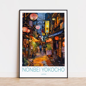 Pôster de viagem Nonbei Yokocho Tokyo, decoração de arte de parede da cidade de Tóquio, impressão japonesa Nonbei Yokocho, presentes de casamento, presente personalizado