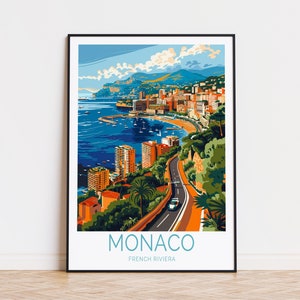 Monaco French Riviera Travel Poster, Monaco Wall Art, France City Poster, Travel Home Decor, Birthday Gifts, Wedding Gifts