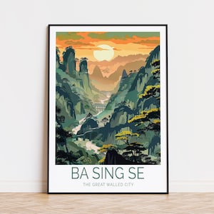Ba Sing Se Reiseplakat, Die Große ummauerte Stadt Druck, Undurchdringliche Stadt Dekor, Ba Sing Se Wandkunst, Erdkönigreich Hauptstadt Kunst
