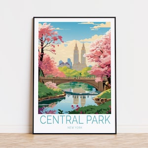 Central Park Travel Poster, New York Wall Art, Travel Poster, Central Park Wall Decor, Personalised Gifts, Wedding Gift
