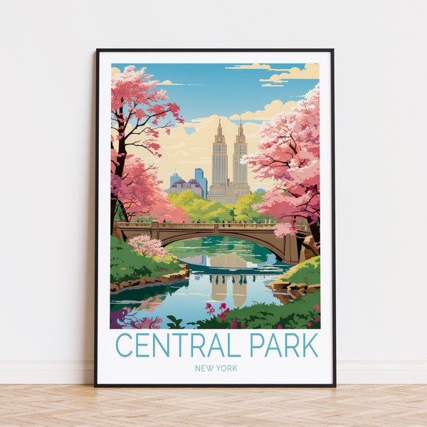 Poster di viaggio di Central Park, arte della parete di New York, poster di viaggio, decorazione della parete di Central Park, regali personalizzati, regalo di nozze