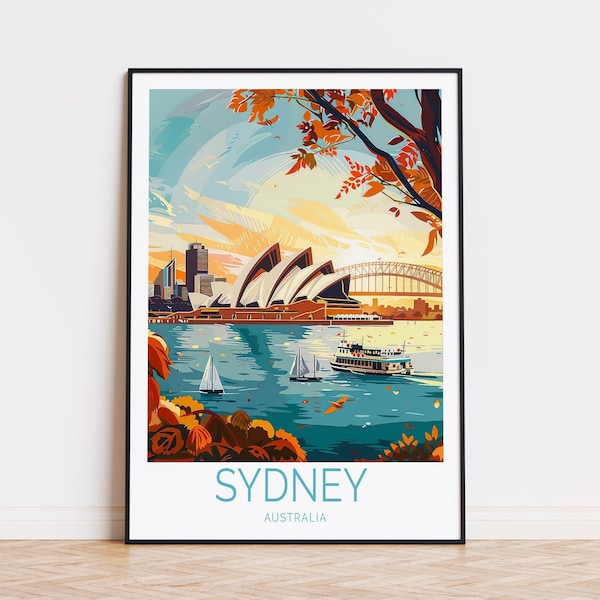 Sydney Travel Poster, Sydney Wall Art, Australia Poster, Australia Wall Decor, Birthday Gifts, Home Decor, Australia Gifts