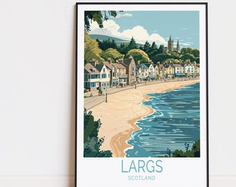 Largs Scotland Travel Poster, Scotland Wall Art, Largs Print, Personalised Travel Poster, Home Decor, Birthday Present