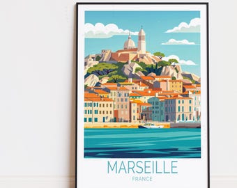 Marseille France Travel Poster, France Wall Art, Marseille Print, Home Decor, Birthday Gifts, Personalised Travel Poster