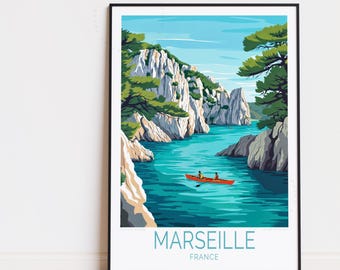 Marseille Reise Poster, Frankreich Wandkunst, Marseille Frankreich Druck, Hochzeitsgeschenk, Geburtstagsgeschenk, Benutzerdefiniertes Reiseplakat, Wohnkultur