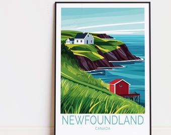 Póster de viaje de Terranova, Canadá, arte mural de Canadá, impresión de Terranova, decoración del hogar, regalo de cumpleaños, regalos personalizados