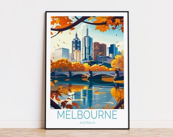 Melbourne Travel Poster, Australia Wall Art, Australia Melbourne Poster, Custom Travel Poster, Home Decor, Birthday Gifts