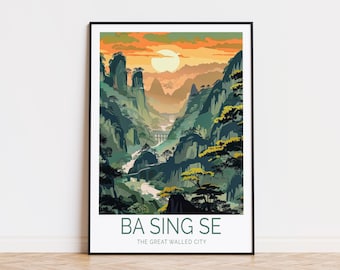 Ba Sing Se Travel Poster, The Great Walled City Print, Impenetrable City Decor, Ba Sing Se Wall Art, Earth Kingdom Capital Art