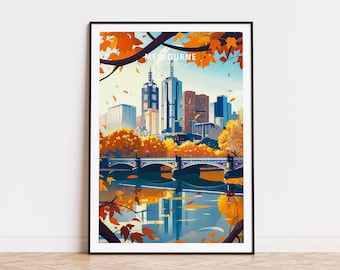 Melbourne Australia Travel Poster, Australia Wall Art, Custom Travel Poster, Home Decor, Birthday Gifts, Personalised Gifts