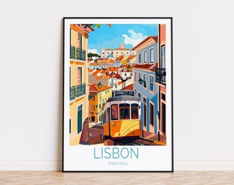 Lisbon Travel Poster, Portugal Wall Art, Lisbon Portugal Print, Personalised Travel Poster, Home Decor, Birthday Gifts