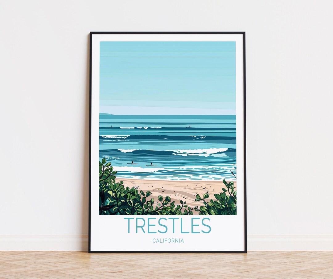 Trestles Travel Poster, California Wall Art, Trestles Coast Print