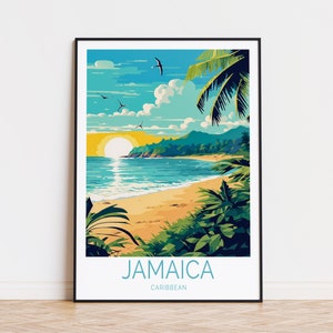 Jamaica Caribbean Travel Poster, Jamaica Wall Art, Travel Poster, Caribbean Wall Decor, Birthday Gifts, Anniversary Print