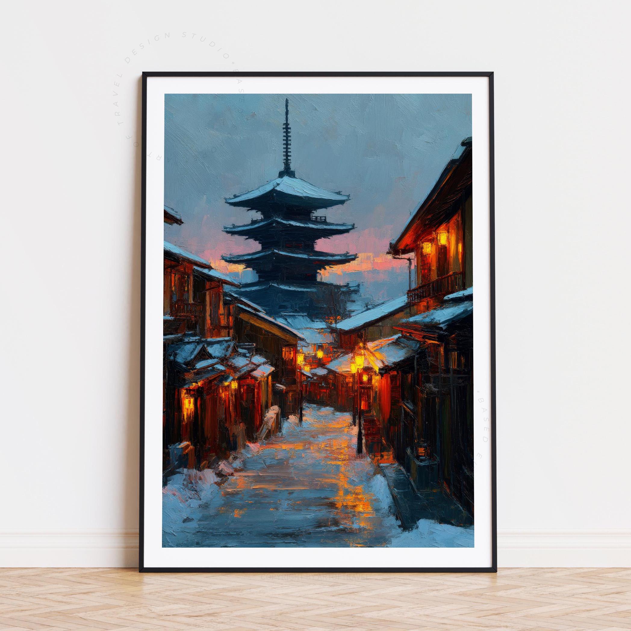 Kyoto Japan Oil Painting Poster | Scenic Travel Wall Art - Etsy
