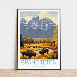 Grand Teton National Park Reiseplakat, Nationalpark-Druck, personalisiertes Reiseplakat, Geburtstagsgeschenk, Wohnkultur