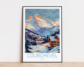 Courchevel Poster, France Travel Print, Courchevel Ski Resort Poster, Courchevel France Winter Print, Personalised Gifts