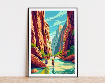 Zion National Park Travel Poster, Zion Utah Wall Art, National Park Print, Home Decor, Wedding Present, Birthday Gifts