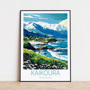 Kaikoura New Zealand Travel Poster, New Zealand Wall Art, Kaikoura Print, Coast Poster, Birthday Present, Home Decor