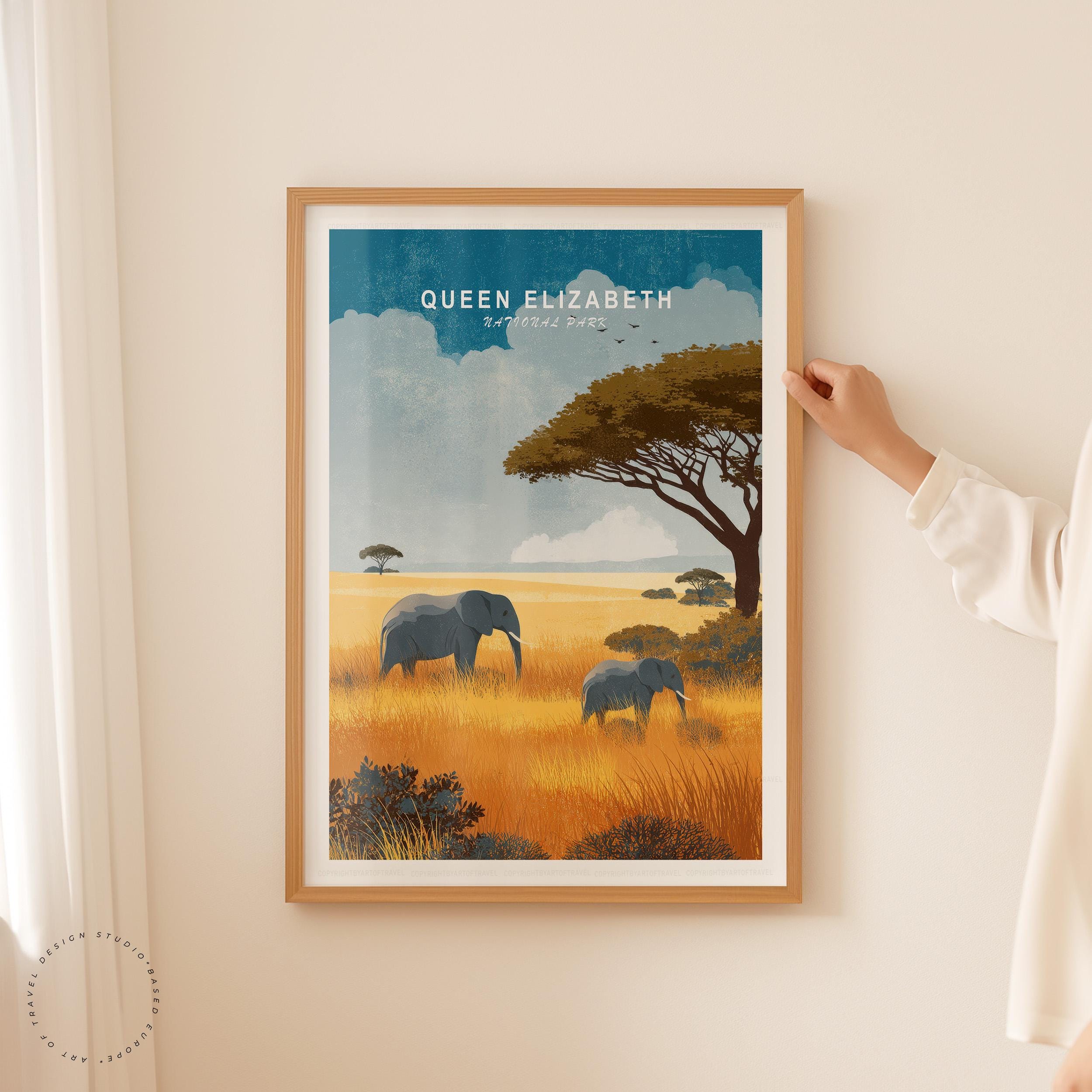 Queen Elizabeth Travel Poster, Uganda Wall Art, Queen Elizabeth