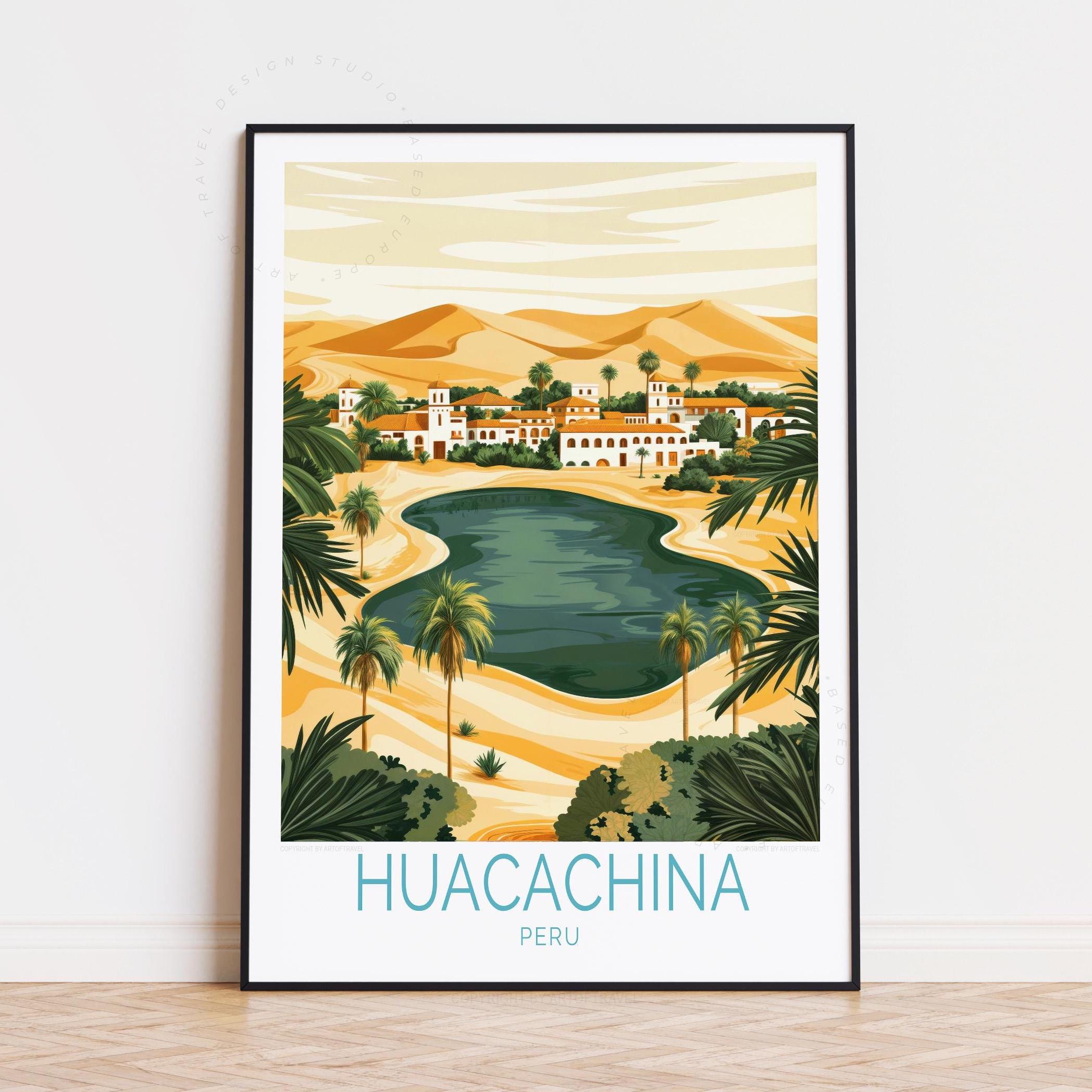 Huacachina Travel Poster, Peru Wall Art, Huacachina Peru  Print, Peru Desert Art, Home Decor, Custom Travel Poster