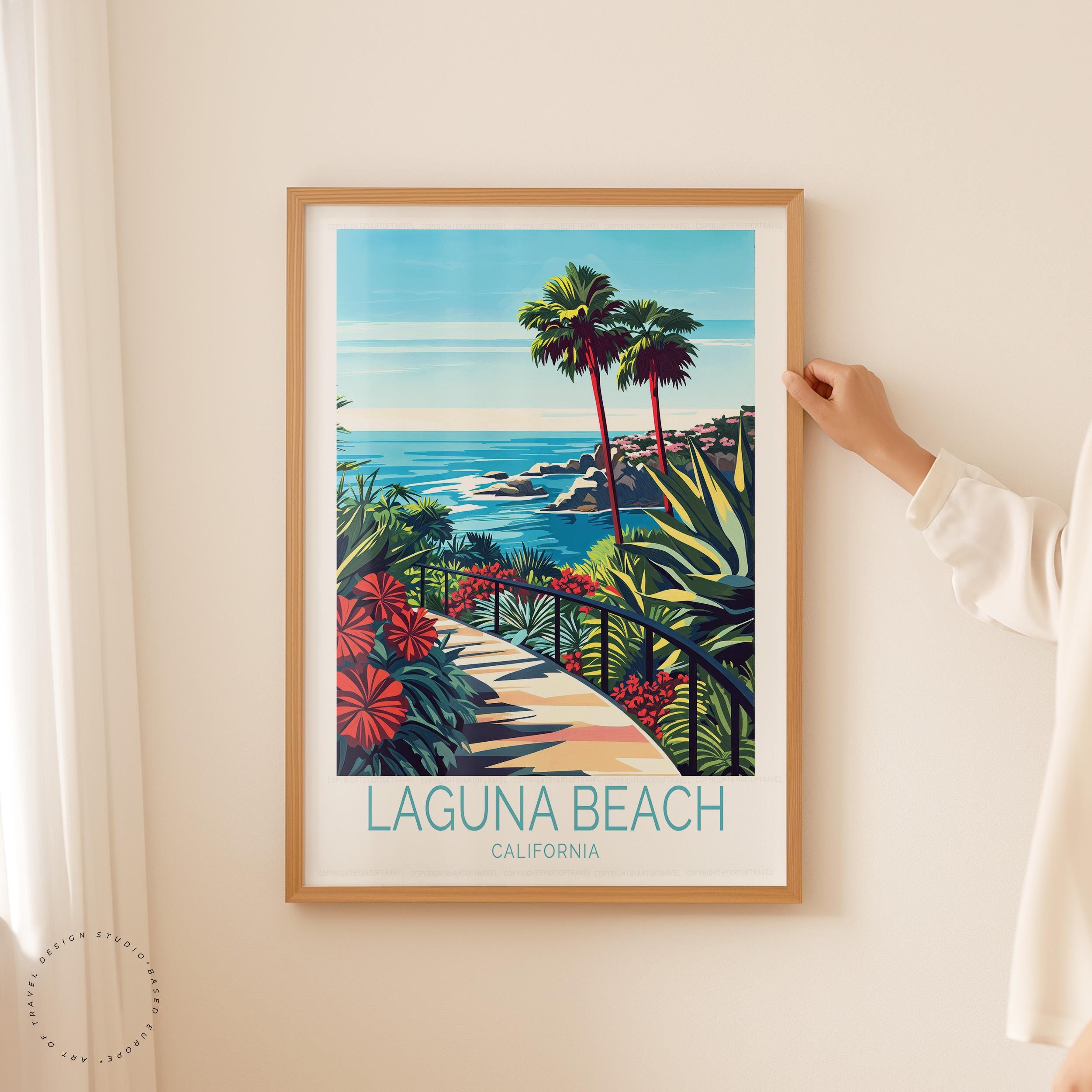 Laguna Beach California Travel Poster, California Wall Art, Laguna