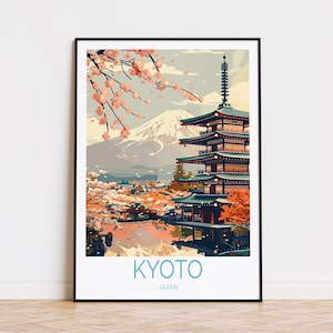 Poster de viagem de Kyoto, decoração de arte de parede do Japão, pôster de Kyoto Japão Fuji, Kyoto Japão, pôster de viagem, presentes personalizados, presente de aniversário