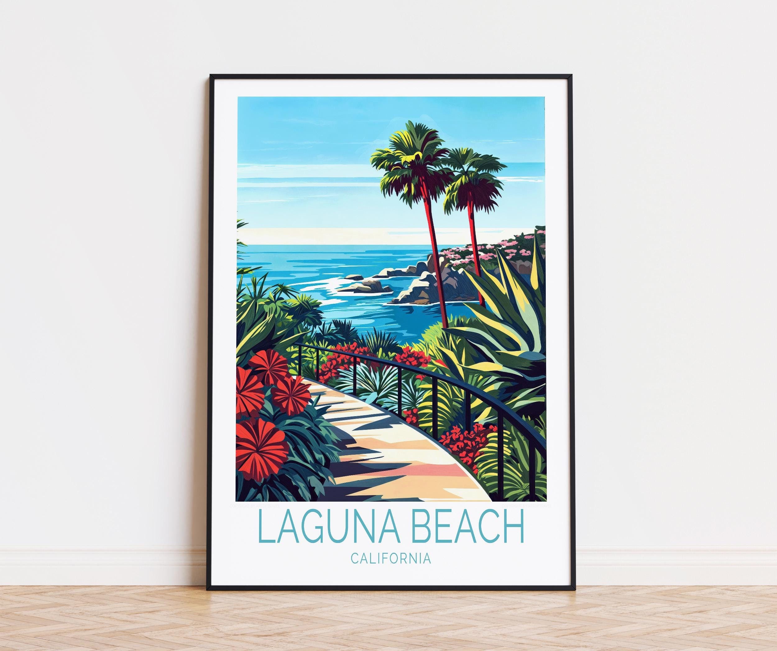 Laguna Beach California Travel Poster, California Wall Art, Laguna