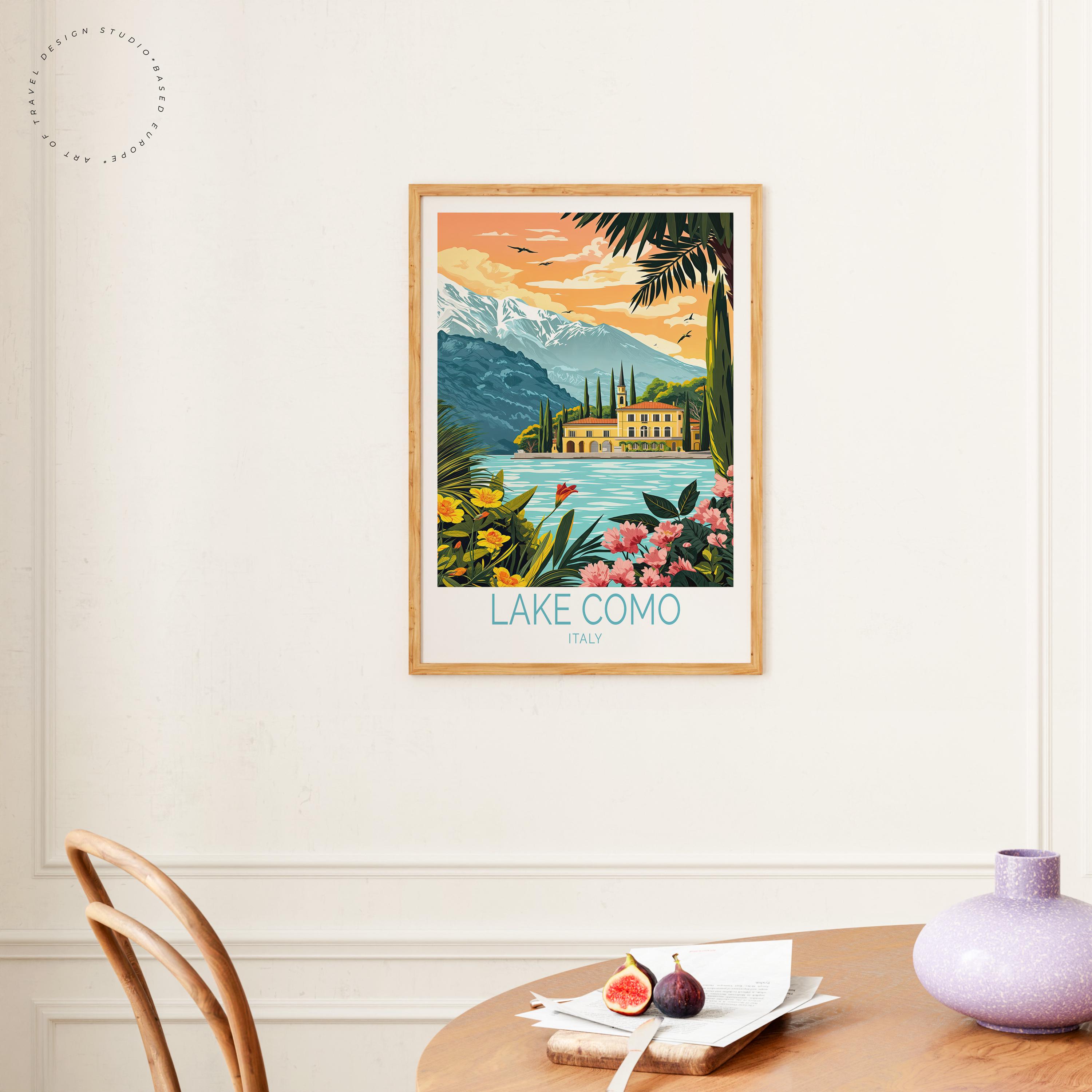 lake como italy travel poster art print (digital... Lake Como Travel Poster, Italy Wall Art, Lake Como Print, Home Decor ...