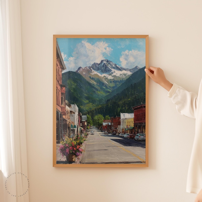 Telluride Colorado Oil Painting Poster | Mountain Town Wall Art Print ...