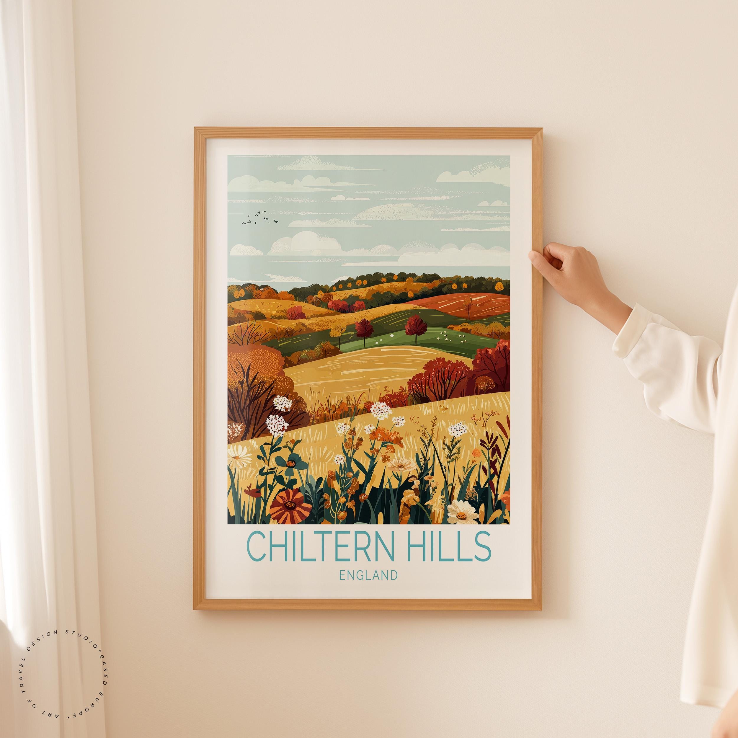 Chiltern Hills England Reise Poster, London Wandkunst, Chiltern