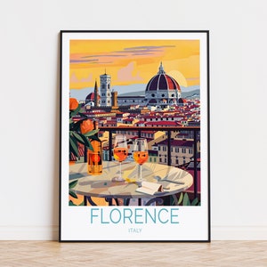 Impresión de viaje al atardecer en Florencia, arte mural de Italia, impresión de Spritz de Italia, decoración de pared de Florencia, Italia, póster de viaje personalizado, regalos de boda