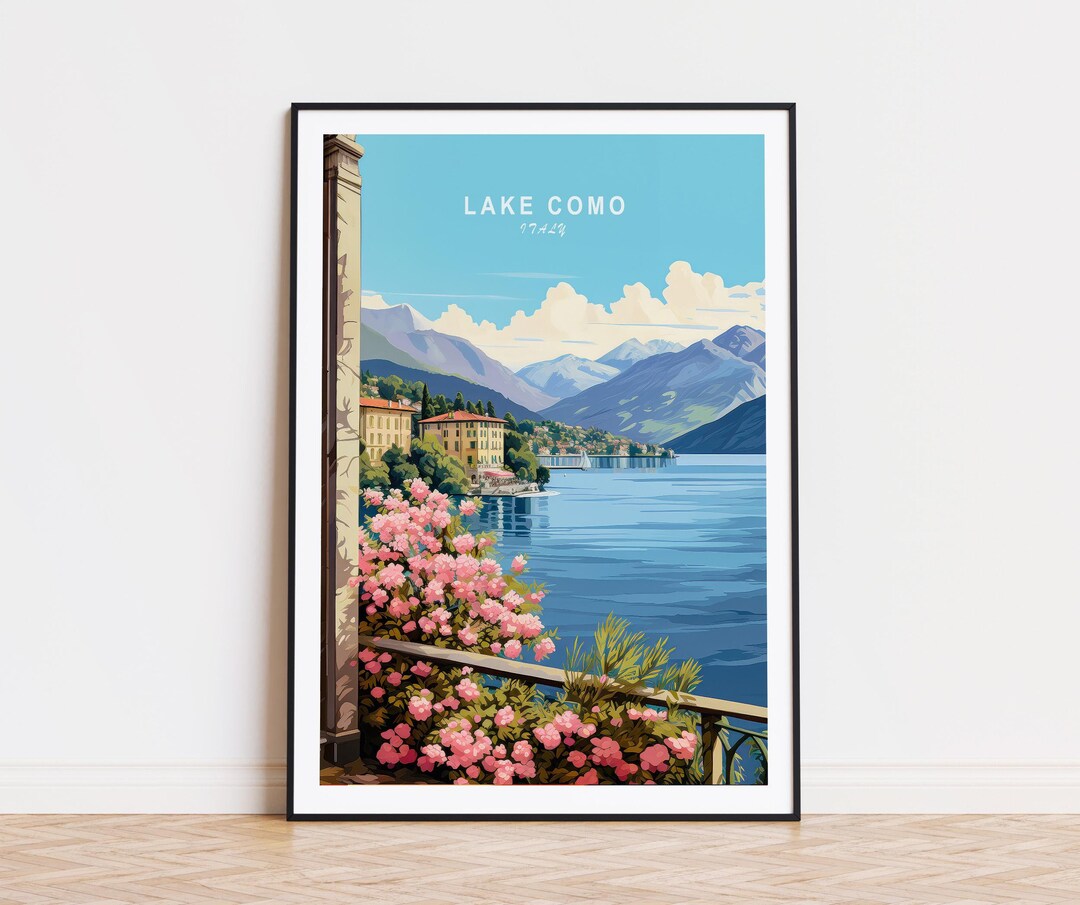 lake como italy travel poster art print (digital... Lake Como Italy Travel Poster, Italy Wall Art, Italy Lake Como Print ...